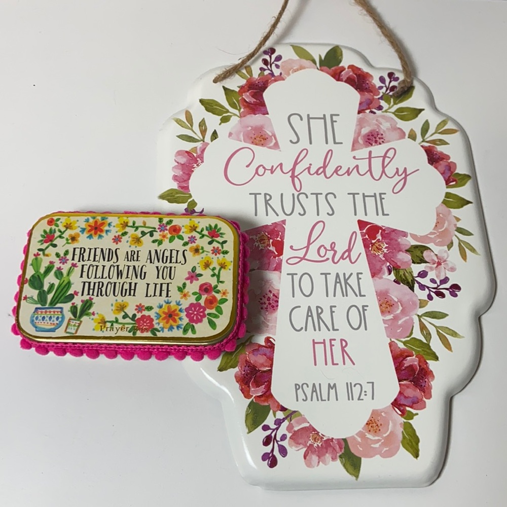 2 Piece Religious Set / Wall hanging & Prayer box / Spring Décor / Easter Gift